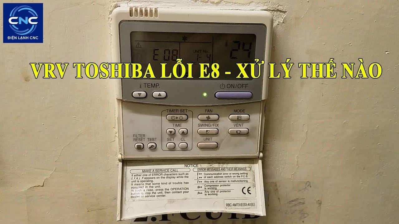 mã lỗi trên bảng điều khiển điều hòa vrv toshiba