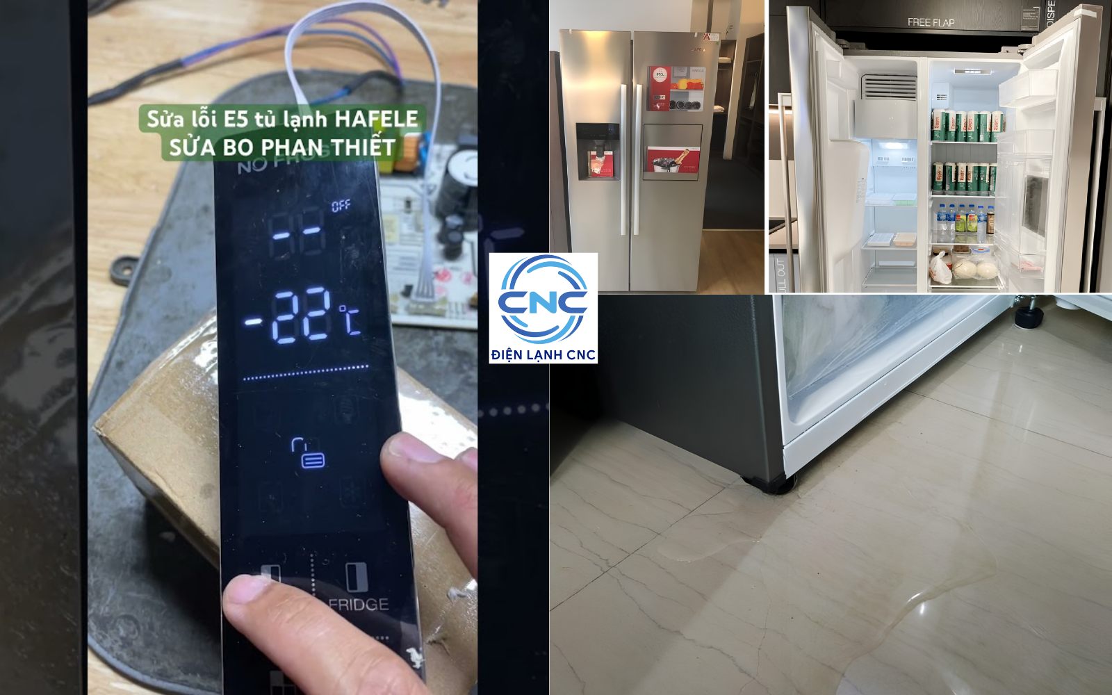 Sửa tủ lạnh Hafele không lạnh, báo lỗi và chảy nước sàn nhà